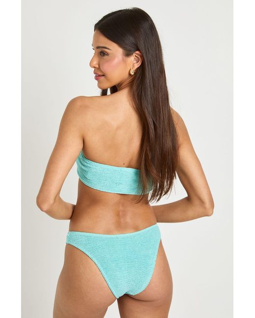 Boohoo Blue Premium Fits All Crinkle Solid Brief Bikini Bottom