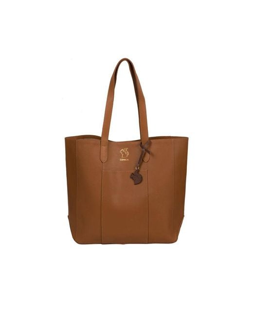 Conkca London Brown 'Hardy' Saddle Vegetable-Tanned Leather Shopper Bag