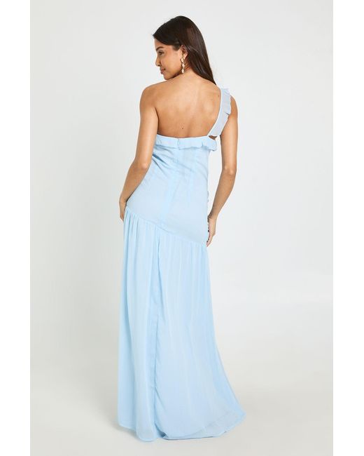 Boohoo Blue Ruffle Detail Maxi Dress