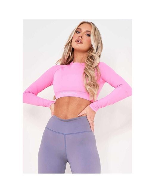 Missy Empire Purple Missy Empire Long Sleeve Gym Crop Top