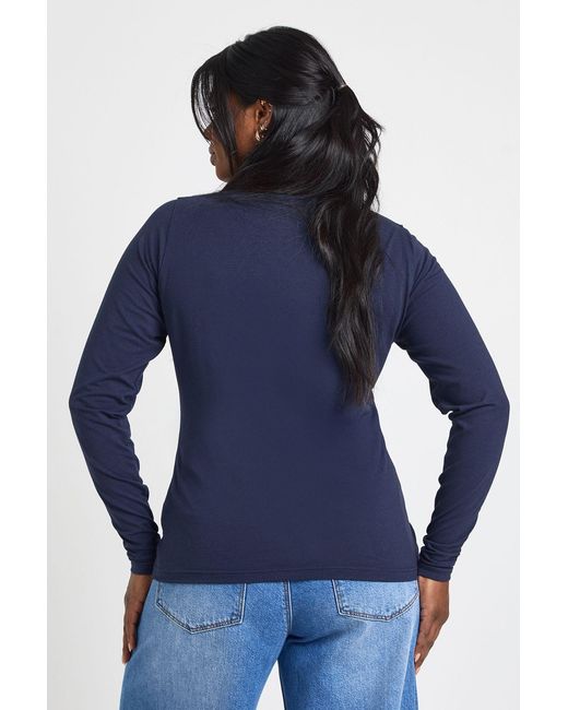Boohoo Blue Plus One Side Button Down Long Sleeve Top