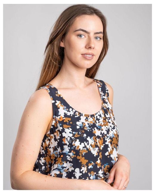 Boss Blue Cendia Puzzle Pattern Sleeveless Blouse