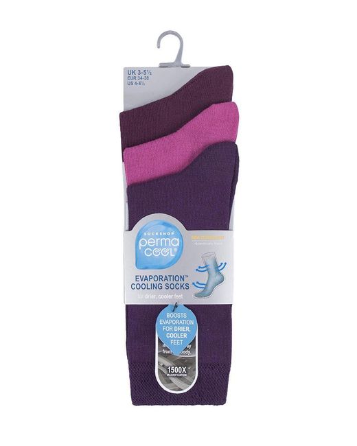 Permacool Purple Breathable Moisture Wicking Anti Sweat Socks For Hot Weather