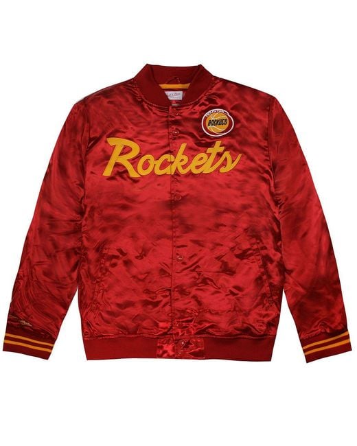 Mitchell & Ness Red Houston Rockets Satin Bomber Jacket for men