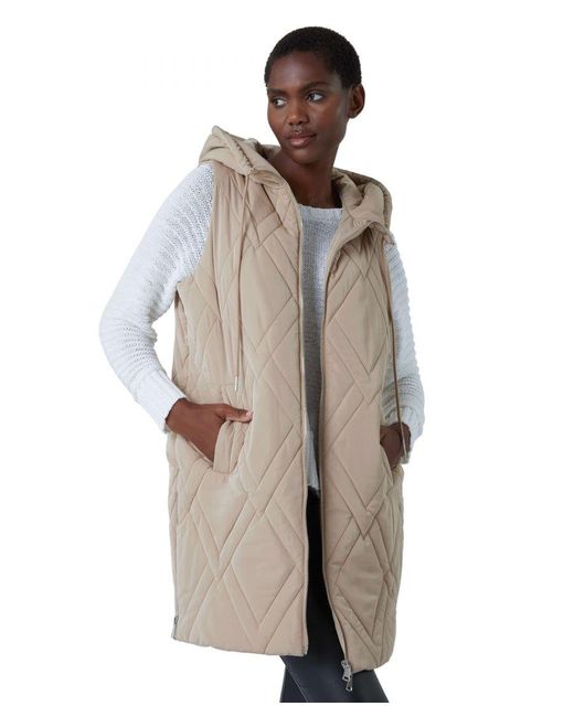 Roman Natural Diamond Quilted Hooded Gilet
