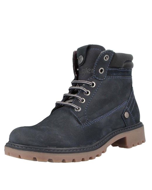Wrangler Black Creek Leather Navy Lace Up Boots