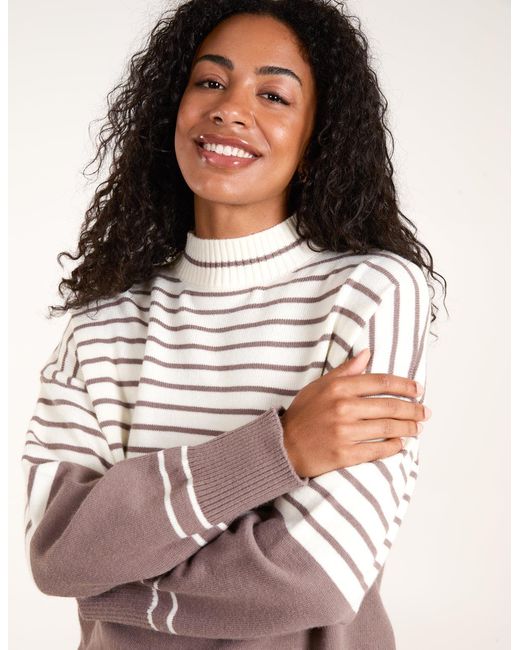 Blue Vanilla Multicolor Mixed Stripe Round Neck Jumper
