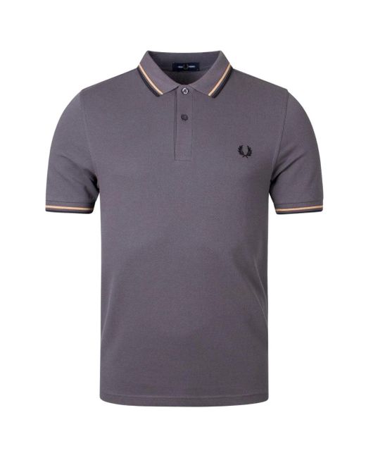 Fred Perry Geel Grijs Poloshirt Met Dubbele Getipte Kraag in het Gray voor heren