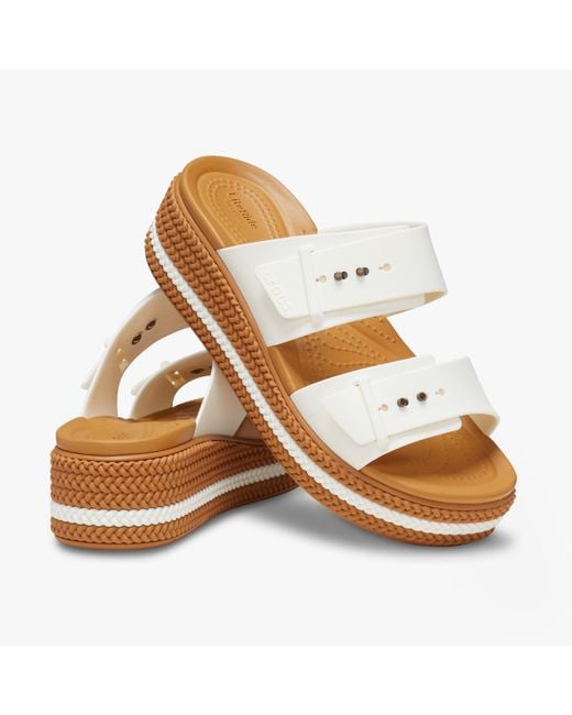 CROCSTM Brown 209978-0Wv Brooklyn Woven Buckle Sandals Chalk