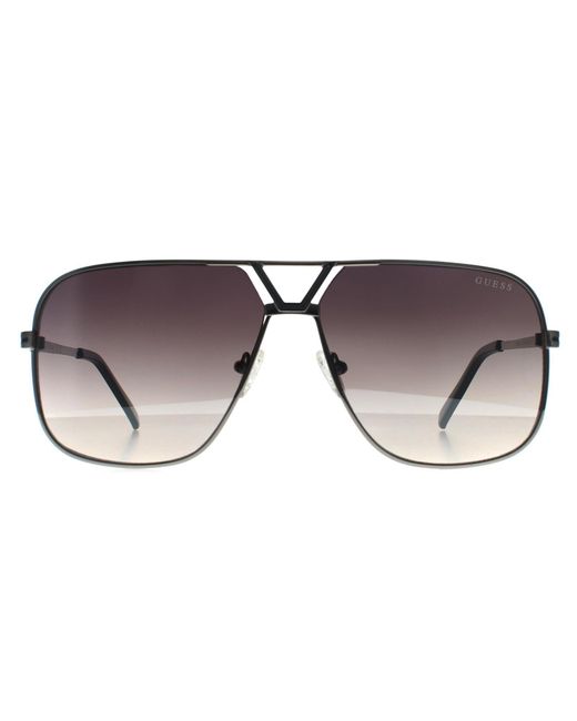 Guess Brown Aviator Shiny Light Nickeltin Smoke Gradient Go00066 Metal