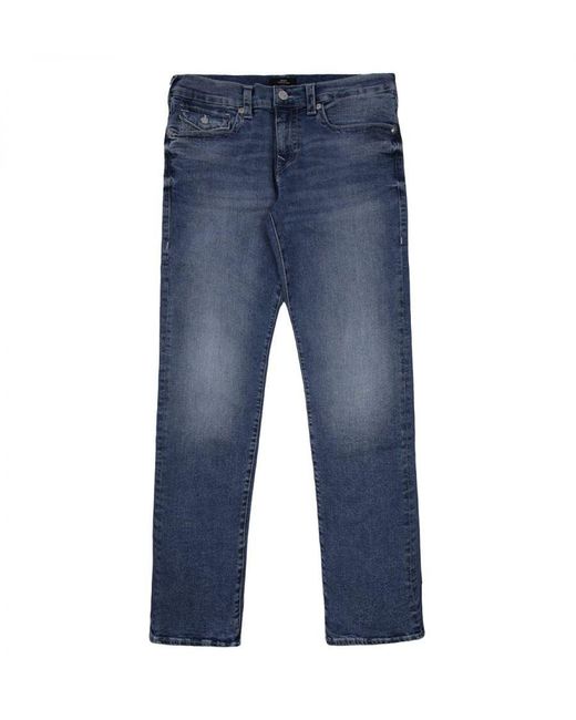 True Religion Blue Ricky Flap Relaxed Straight Jeans for men