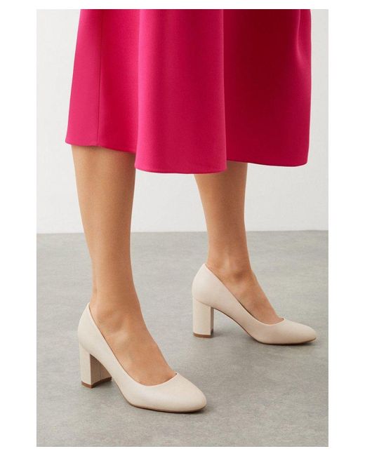 Wallis Pink Dolly Rounded Block Heeled Court Shoes