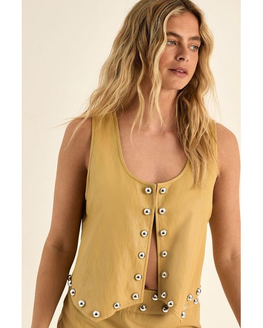Nasty Gal Natural Faux Leather Studded Co-Ord Waistcoat