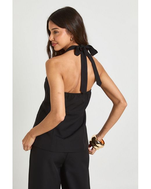 Boohoo Black Button Halter Square Neck Waistcoat