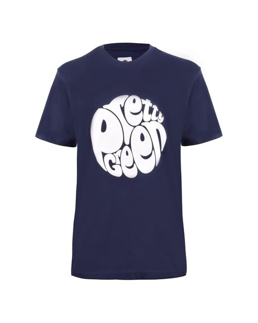 Pretty Green Blue Regular Fit Crew Neck T-Shirt for men