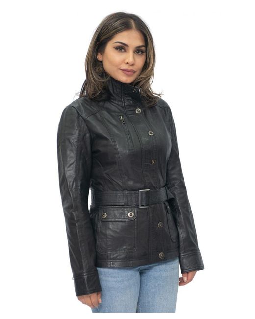 Infinity Leather Black Military Style Biker Jacket-Phoenix