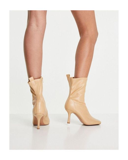 ASOS White Wide Fit Roma Square Toe Heeled Sock Boots