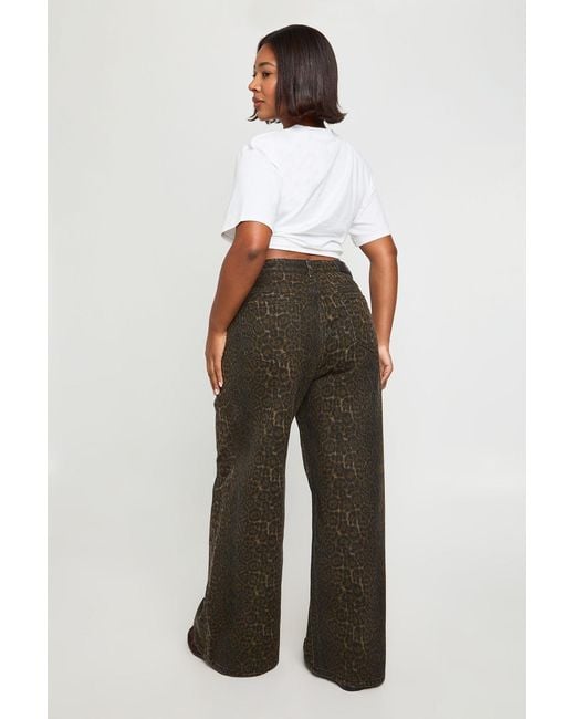 Boohoo Multicolor Plus High Waist Wide Leg Jean