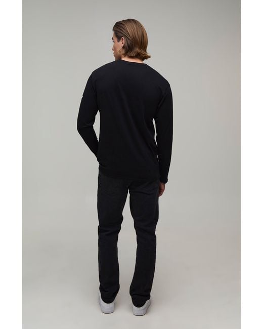 BoohooMAN Blue Regular Foo Fighters Car License Print Long Sleeve T-Shirt for men