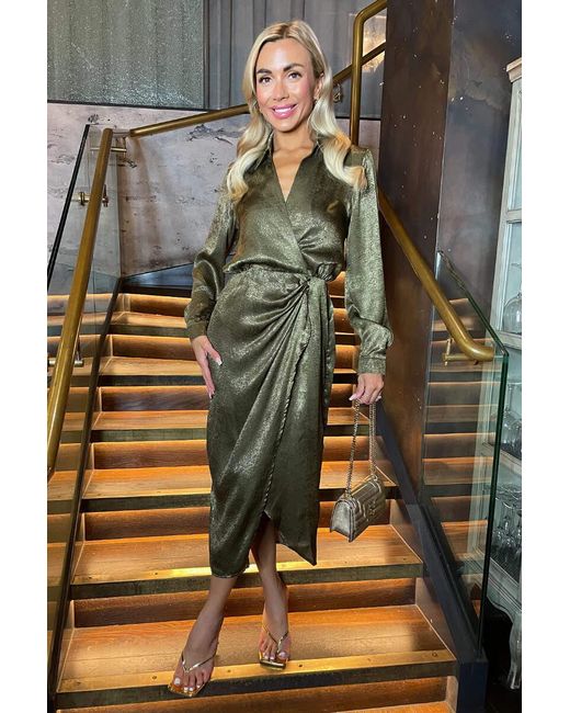 AX Paris Gray And Wrap Shirt Midi Dress