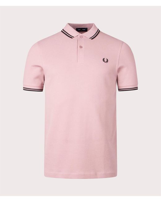 Fred Perry Pink Twin Tipped Polo Shirt Dusty Rose Cotton for men