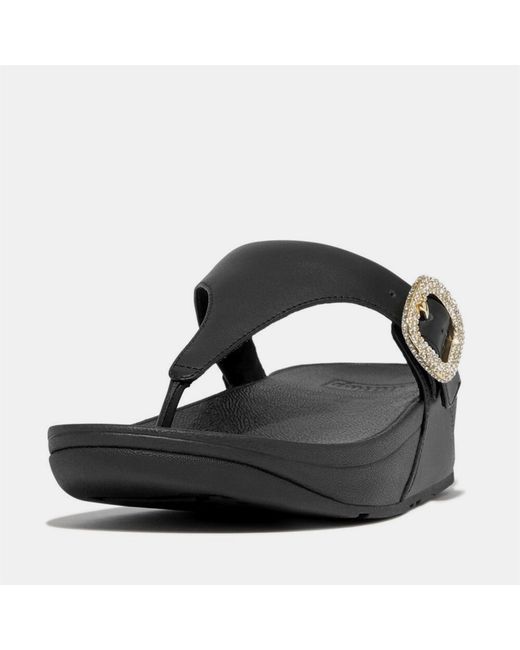 Fitflop Black Fit Flop Crystal Buckle Leather Sandals
