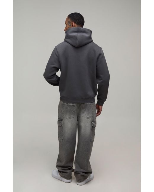 BoohooMAN Gray Regular Napoleon Print Hoodie Cotton for men