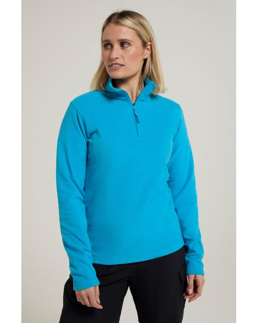 Mountain Warehouse Blue 'Camber' Striped Fleece Top Half Zip Quick Dry Breathable Sweater