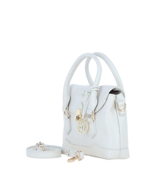 Ashwood Leather White Elegant Handbag With Detachable Crossbody Strap