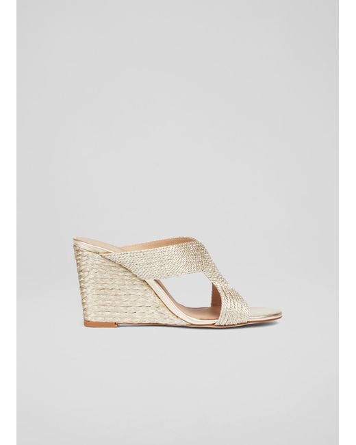 L.K.Bennett White Sonia Casual Sandals,Soft Metallic Textile