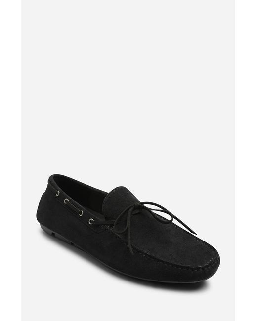 Where's That From Black Carter Suede Slip On Lace Detail Loafer