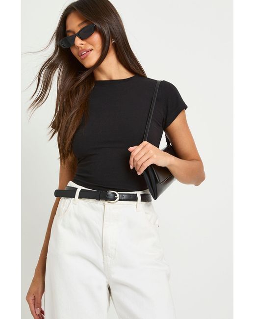 Boohoo Black Basic Short Sleeve Fitted Top