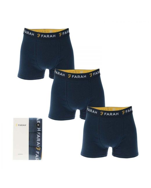 Farah Blue Aveleer 3 Pack Boxer Shorts for men