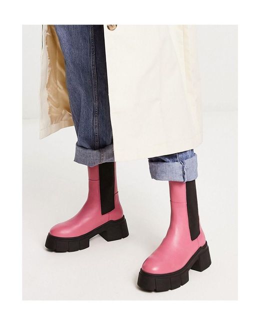 ASOS Pink Adelphi Premium Leather Chelsea Boots