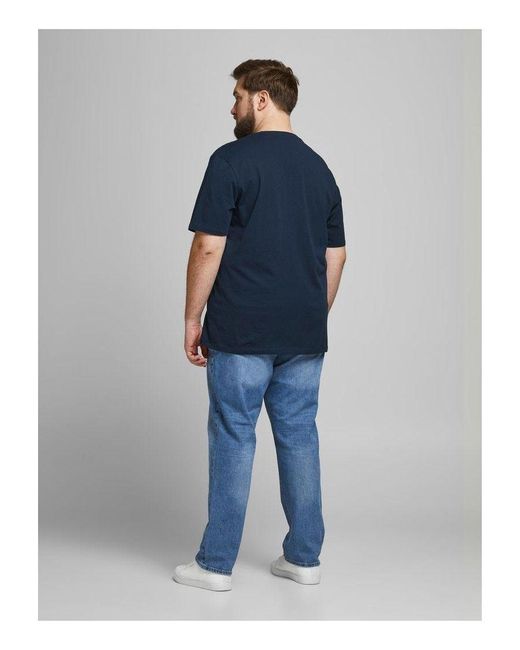 Jack & Jones Blue T-Shirt, King Size Short Sleeve Crew Neck for men