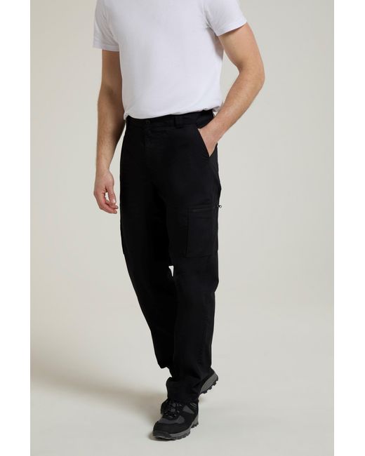 Mountain Warehouse Black 'Trek' Trousers Quick Drying Comfy Casual Trekking Hiking Pants Polycotton for men