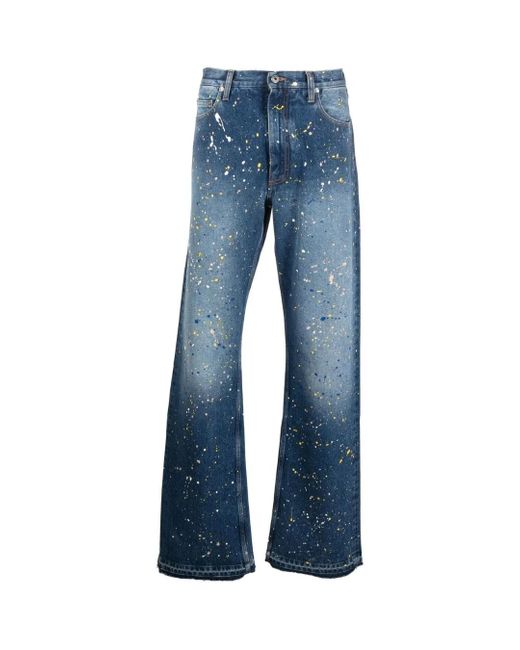 Off-White c/o Virgil Abloh Blue Paint Relax Slim Fit Jeans Cotton for men