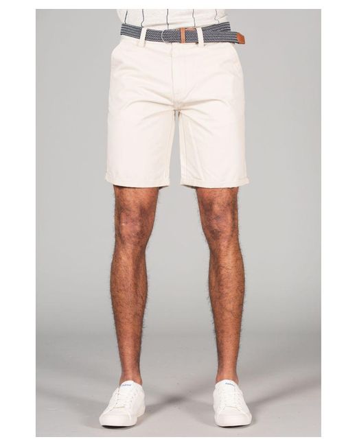 Tokyo Laundry White 'Forio' Cotton Belted Chino Shorts for men