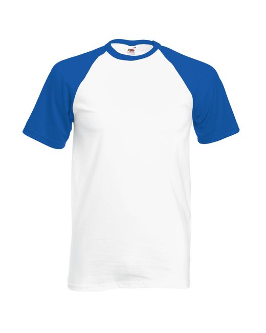 Fruit Of The Loom Blue Short Sleeve Baseball T-Shirt /Royal) Cotton for men