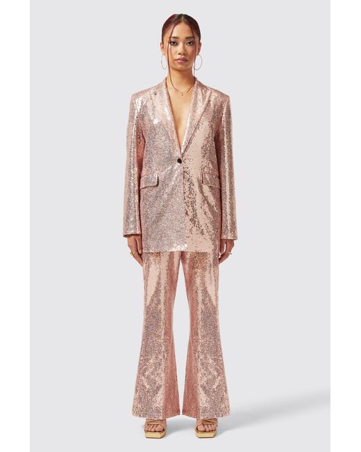 Twisted Tailor Pink Caladium Slim Fit Sequin Trouser