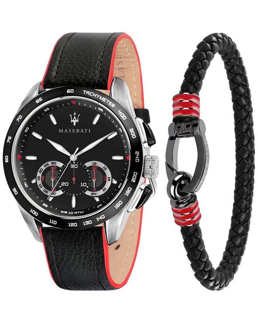 Maserati Horloge Traguardo Cadeauset Zwart in het Black voor heren