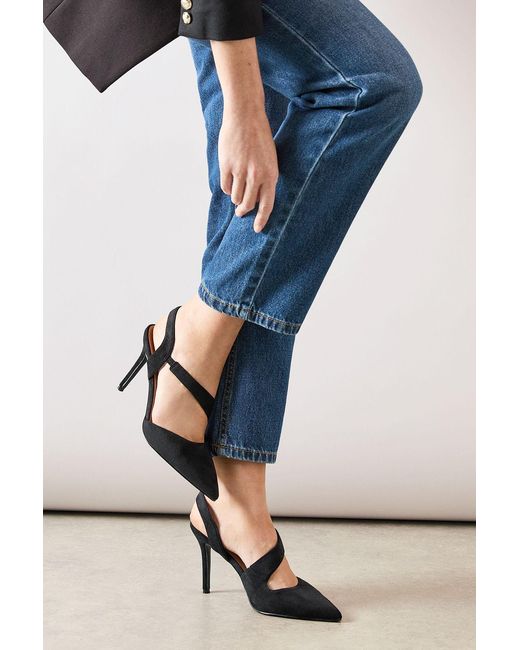 Wallis Blue Wide Fit Everly Asymmetric Pointed Stiletto High Heel Court Shoes