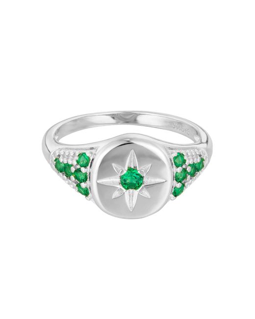 SEOL + GOLD Green Sterling Emerald Star Signet Ring