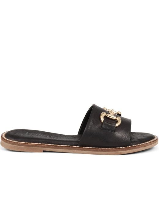 Jones Bootmaker Black Emillina Leather Buckle Mule Sandals