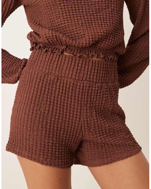 ASOS Natural Textured Boxer Short With Shirring Waistband Co Ord