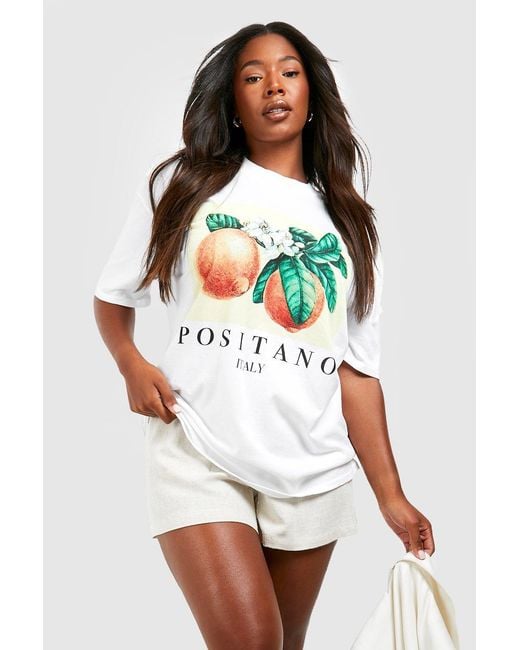 Boohoo White Plus Positano Oversized T-Shirt