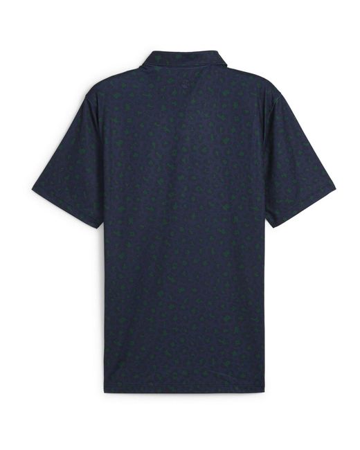 PUMA Blue Cloudspun Rosette Short Sleeve Performance Polo Shirt for men
