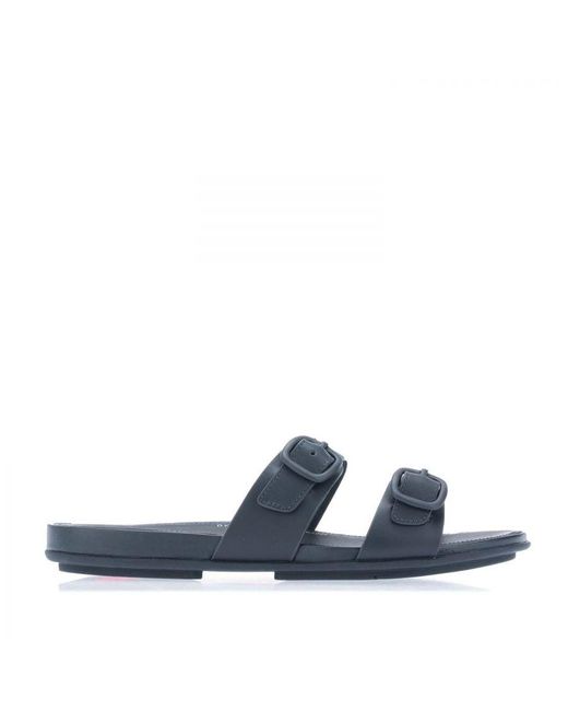 Fitflop Blue Womenss Fit Flop Gracie Rubber-Buckle Two-Bar Sandals