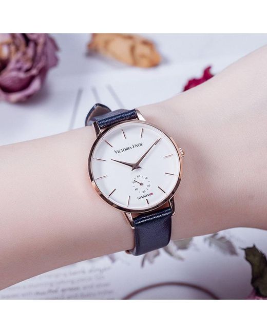 Victoria Hyde London Blue Luxury Watch With Second Hand Design