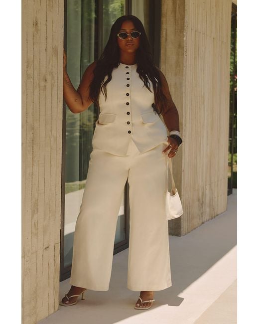 Boohoo Natural Plus Extreme Pleated Wide Leg Tailored Trouser